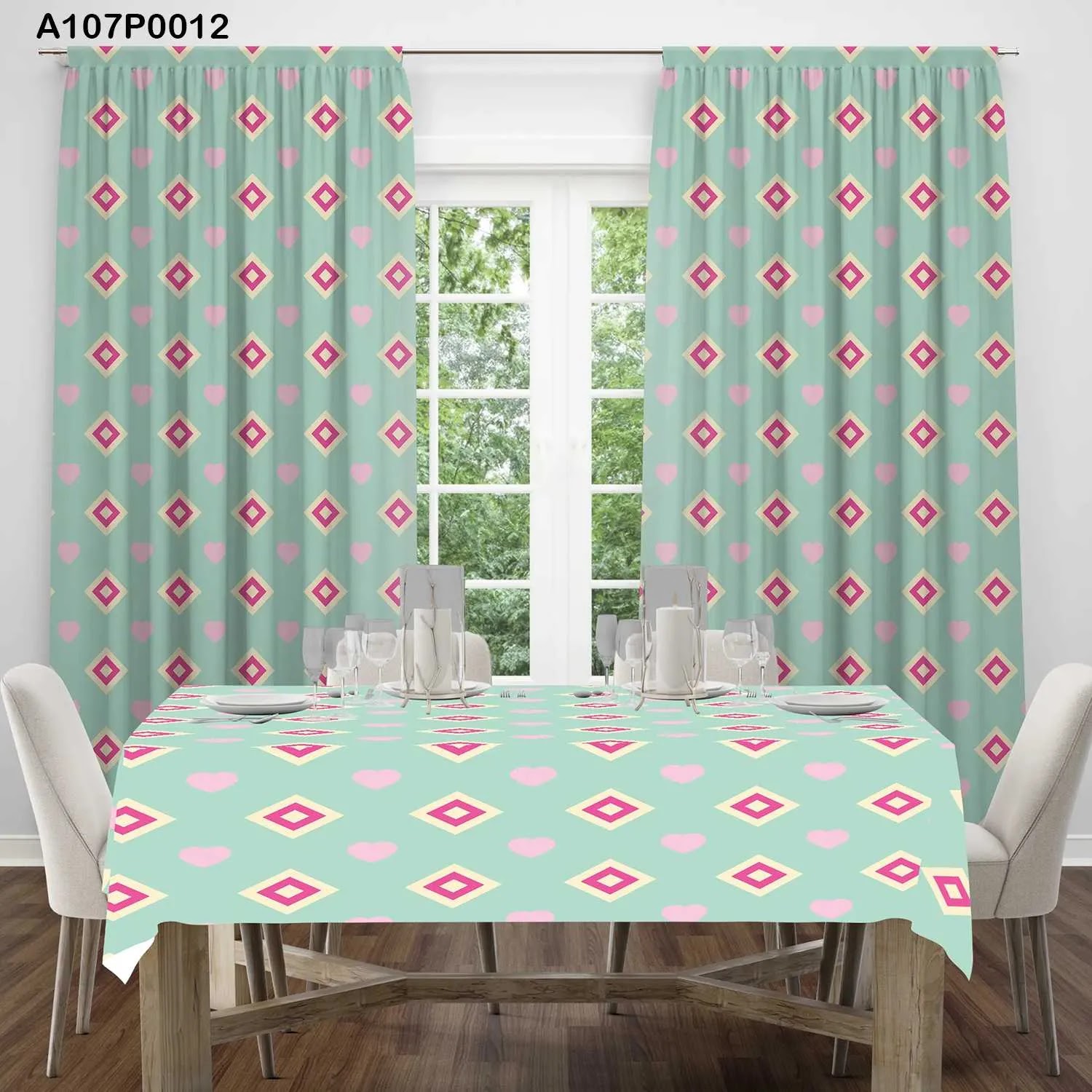 ستائر ووجه طاولة مطبوع