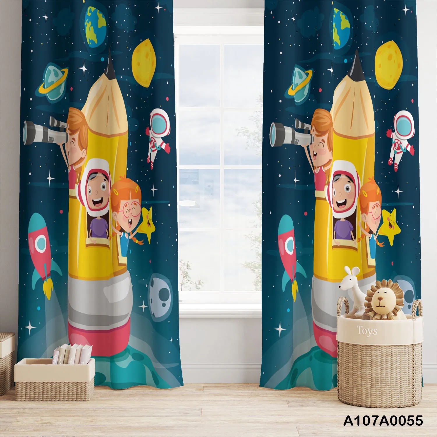 Astronaut curtains for children room
