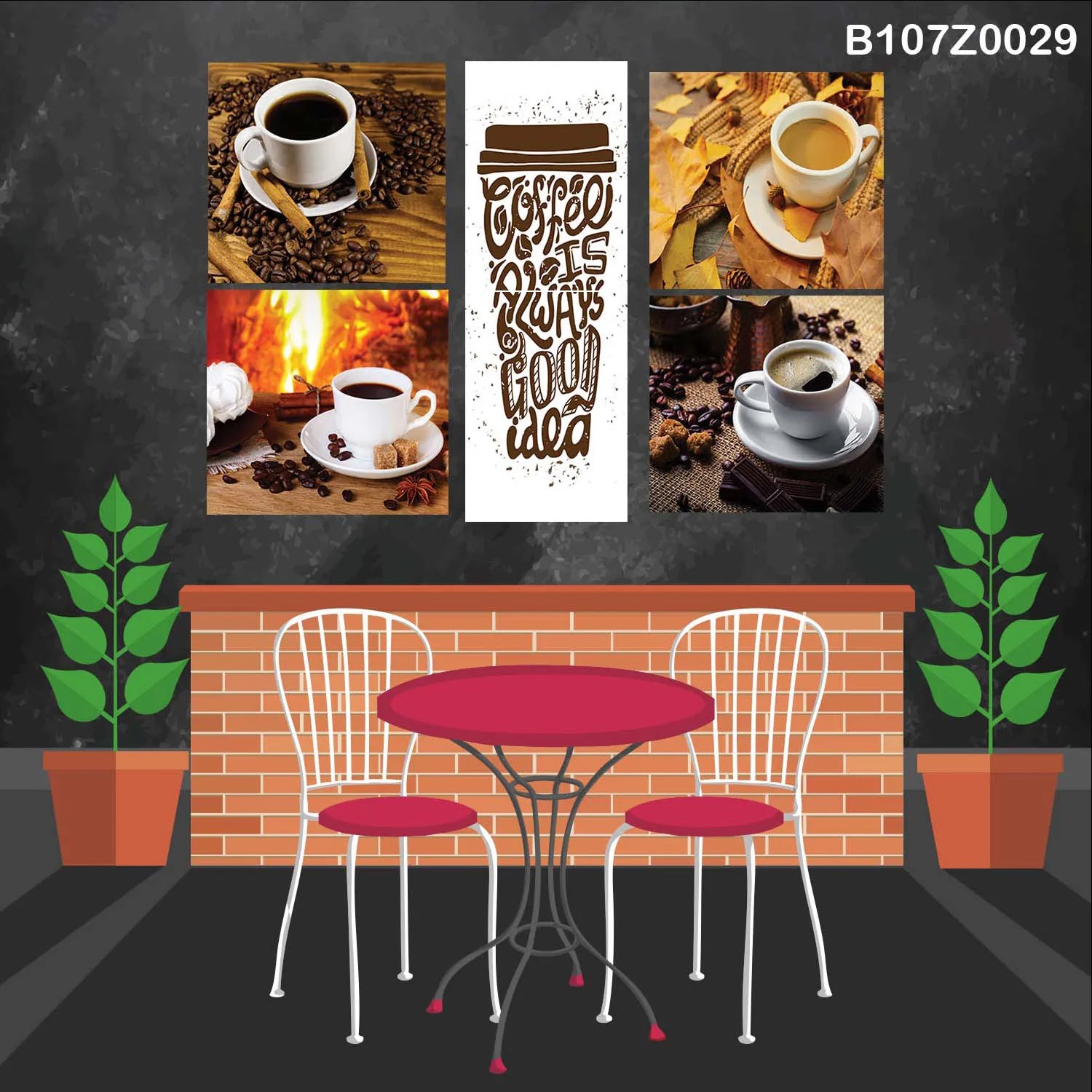 لوحة حائط خشبية تعليق مطبوعة – طقم 6 قطع