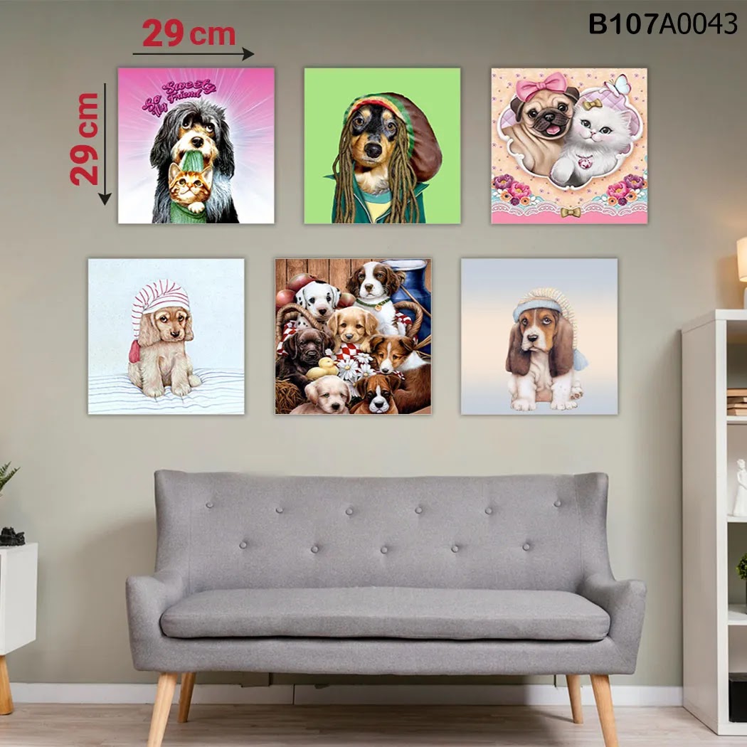 لوحة حائط خشبية مطبوعة – طقم 6 قطع