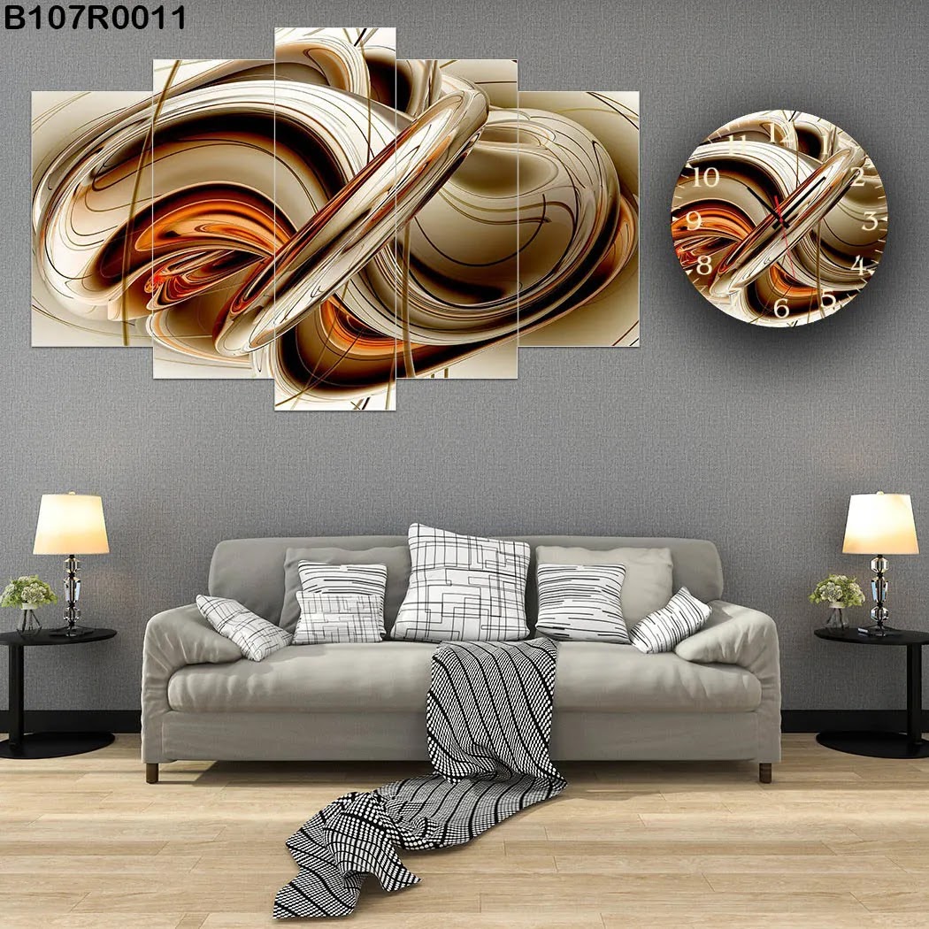 لوحة جدارية مع ساعة