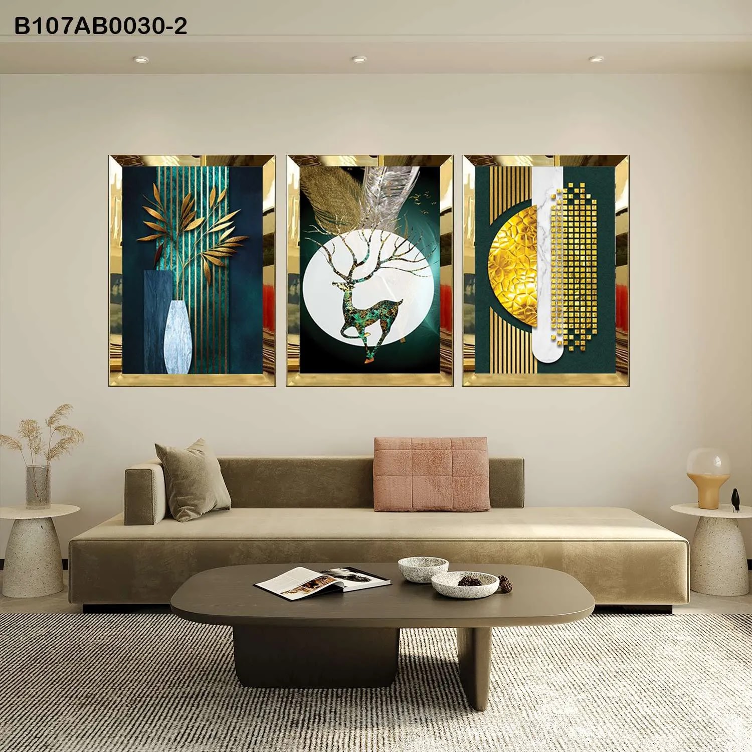 لوحات جدارية ثلاث قطع مع إطار بلكسي عاكس