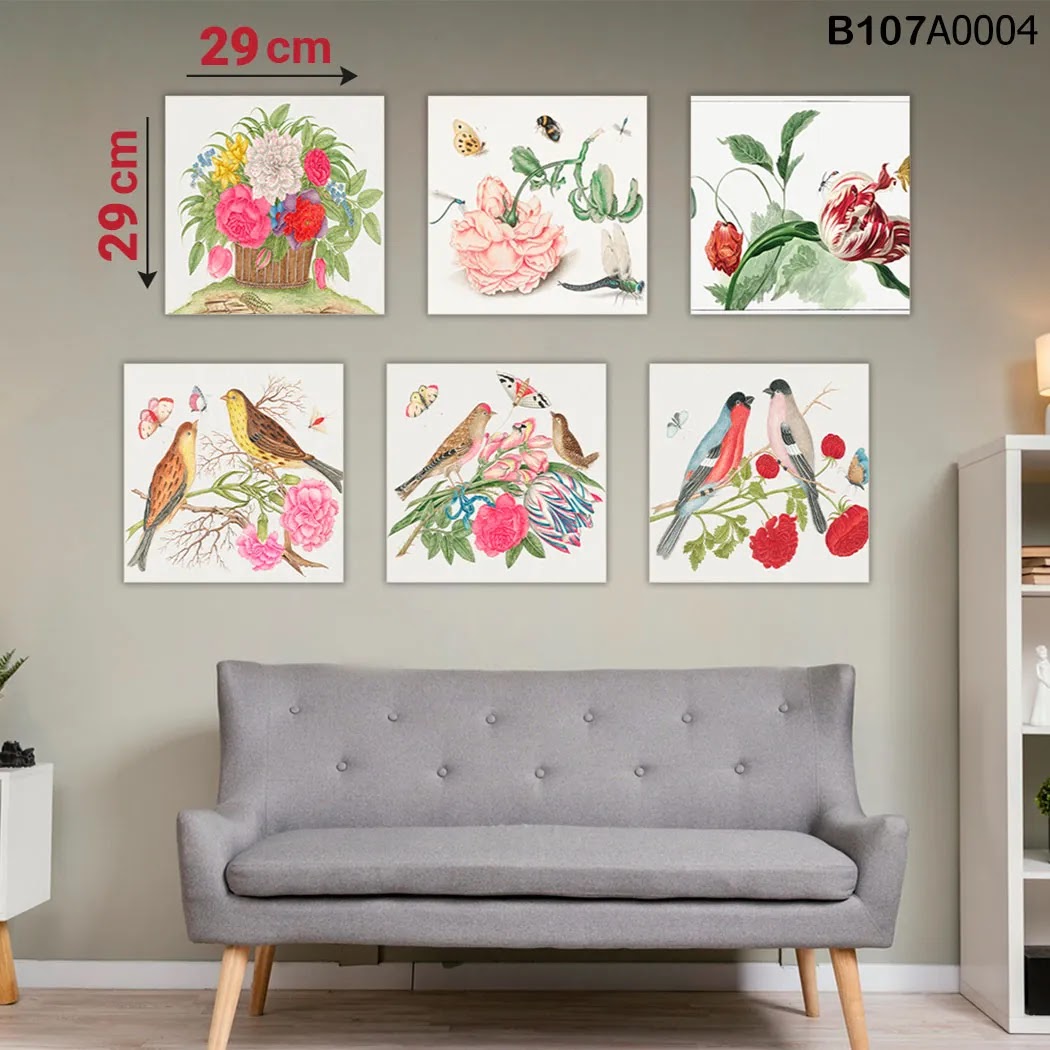 لوحة حائط خشبية مطبوعة – طقم 6 قطع