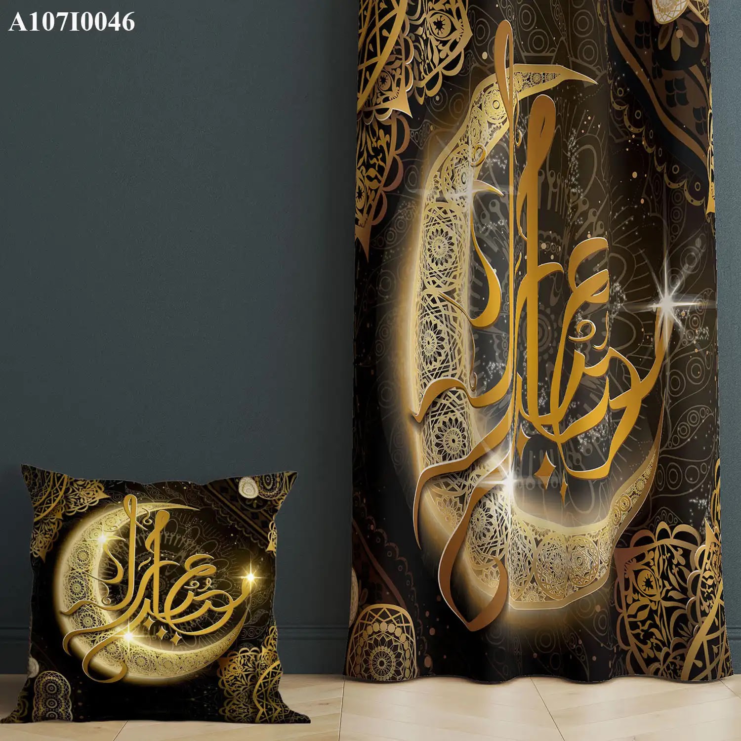 ستائر ووجه مخدة مطبوع