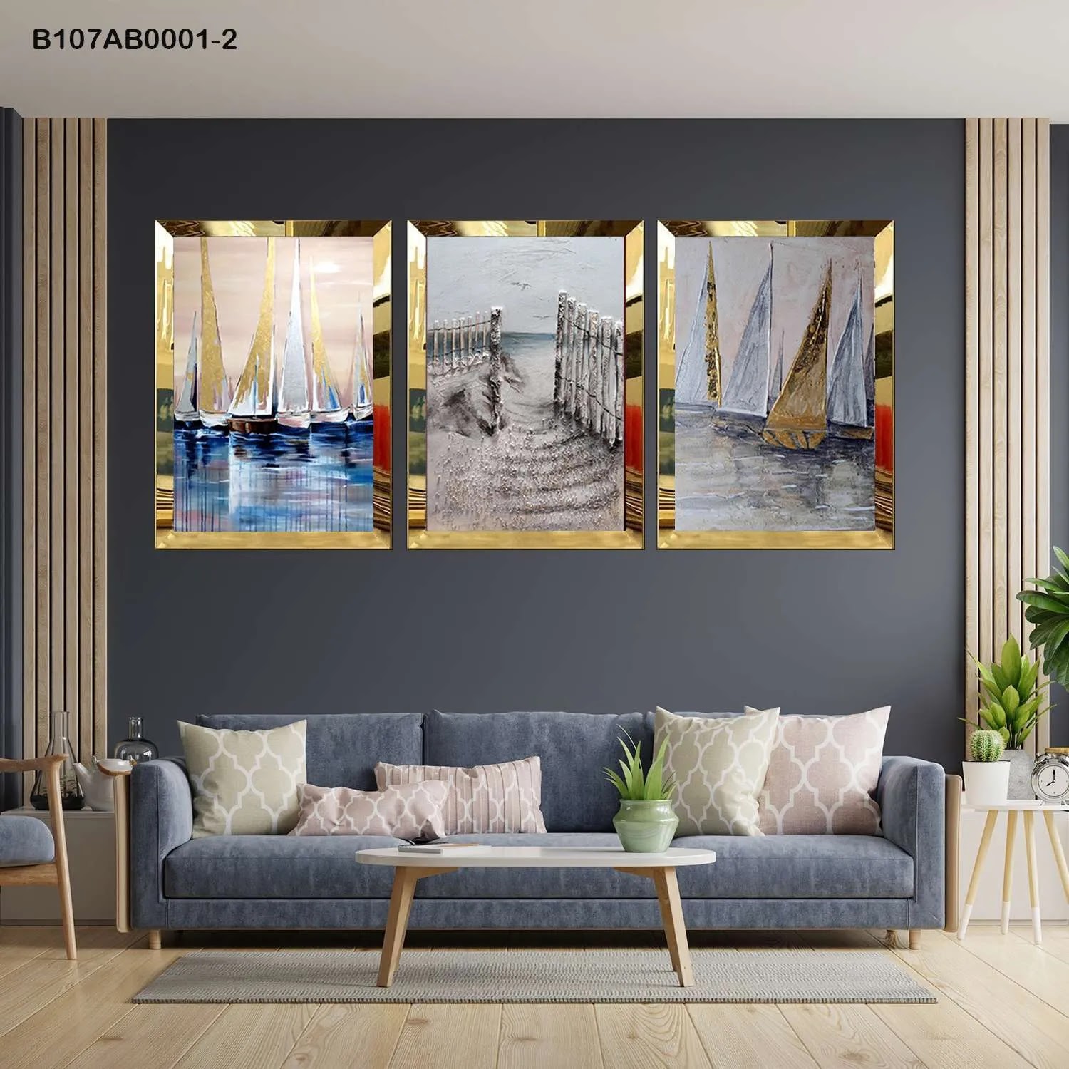 لوحات جدارية ثلاث قطع مع إطار بلكسي عاكس