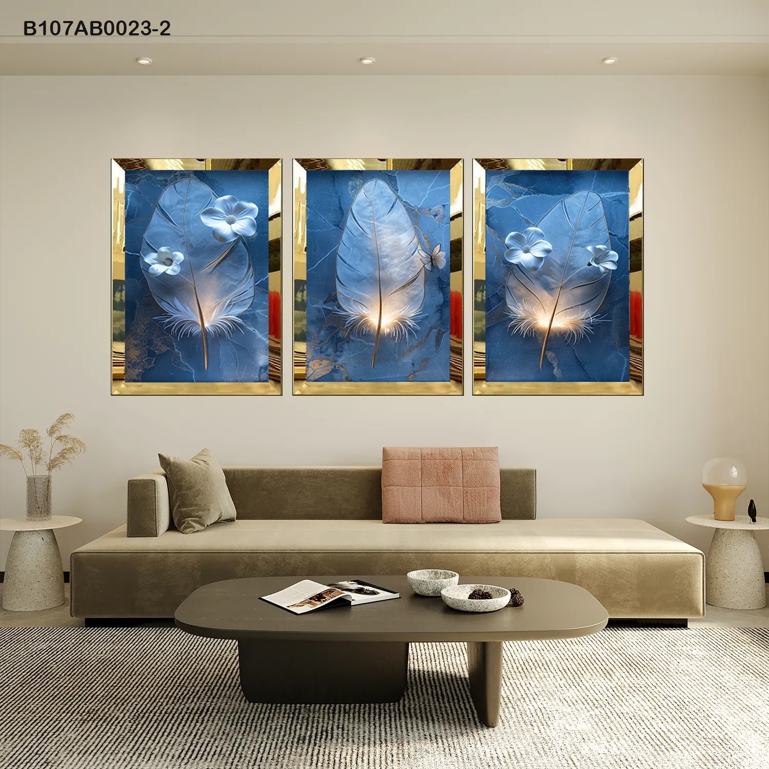 لوحات جدارية ثلاث قطع مع إطار بلكسي عاكس