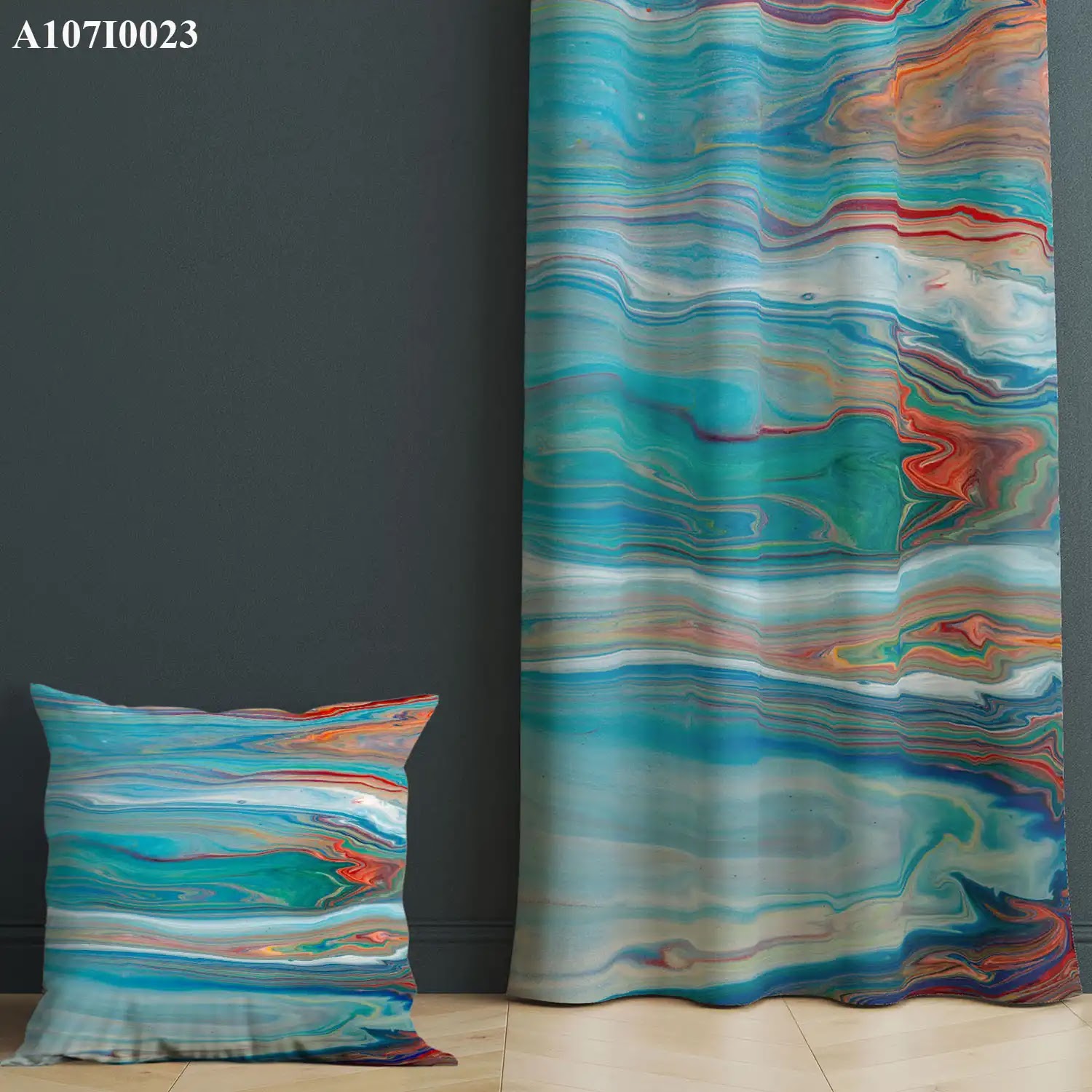 ستائر ووجه مخدة مطبوع