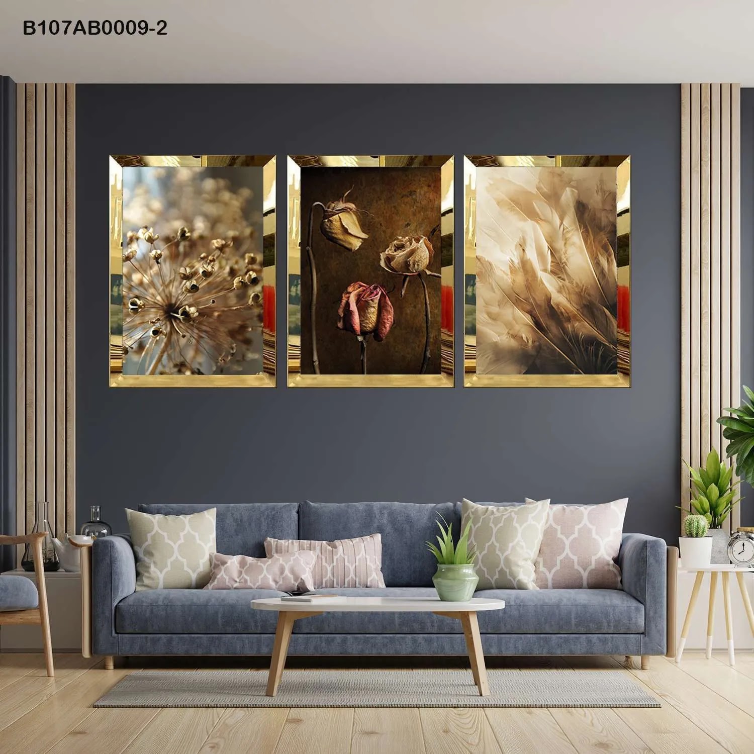 لوحات جدارية ثلاث قطع مع إطار بلكسي عاكس