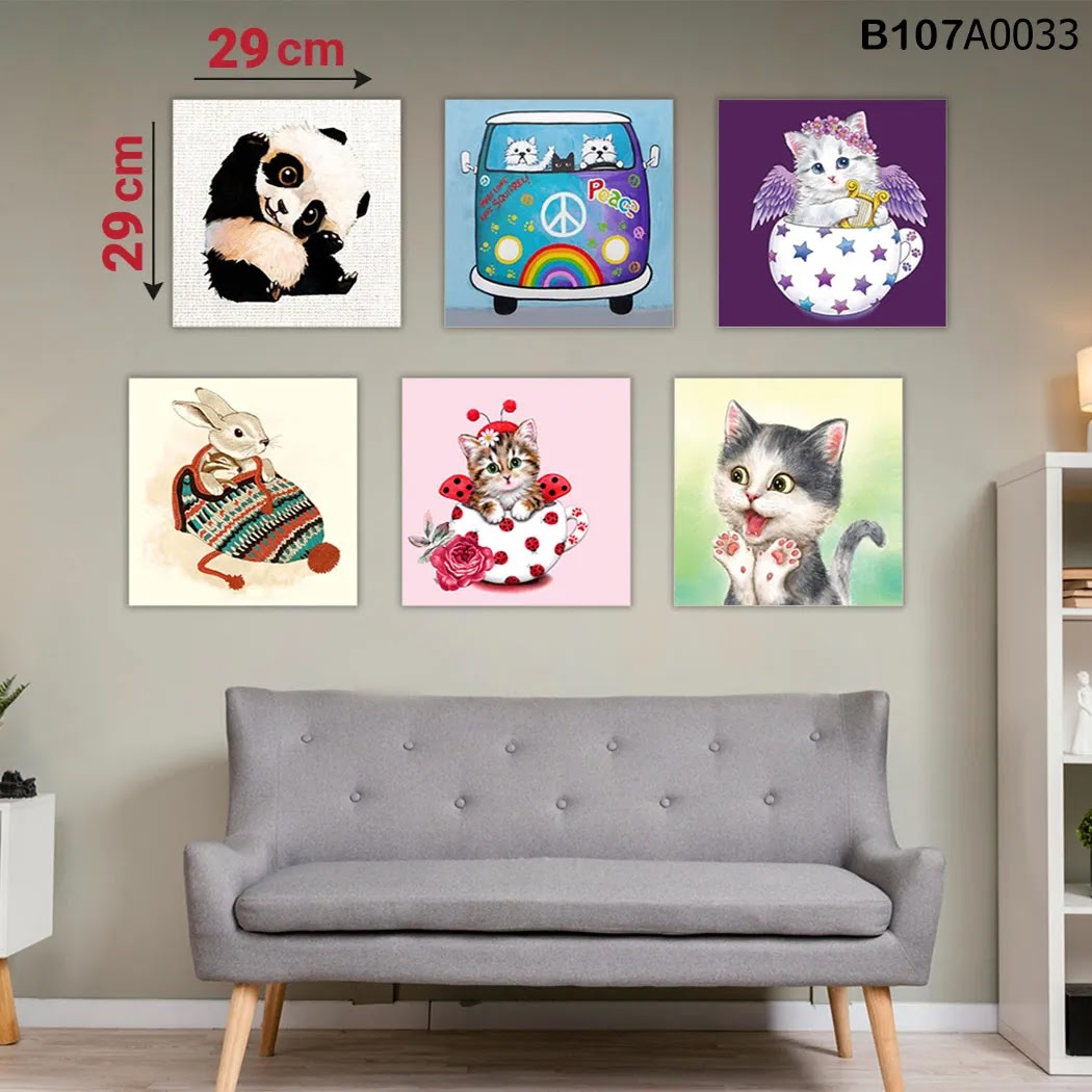 لوحة حائط خشبية مطبوعة – طقم 6 قطع