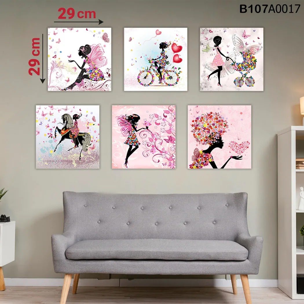 لوحة حائط خشبية مطبوعة – طقم 6 قطع