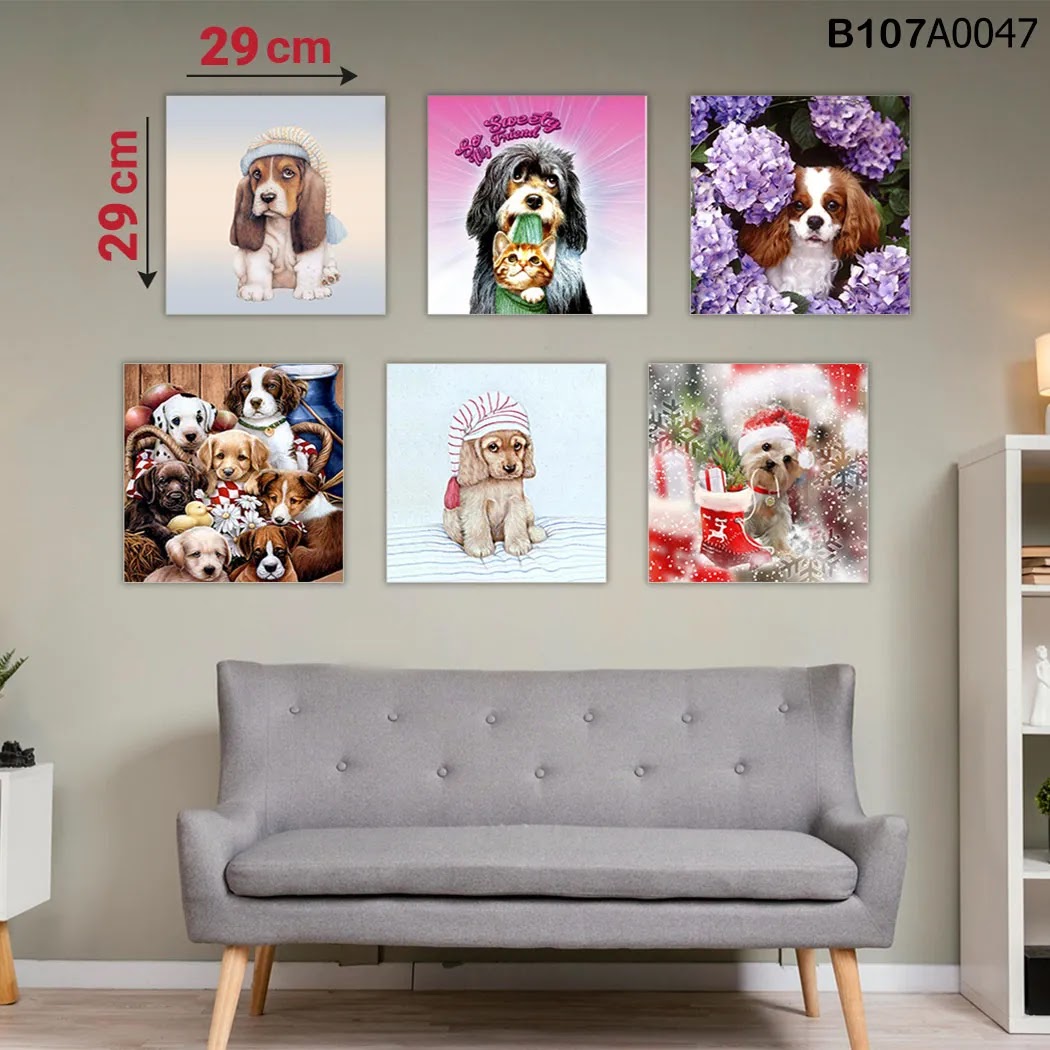 لوحة حائط خشبية مطبوعة – طقم 6 قطع