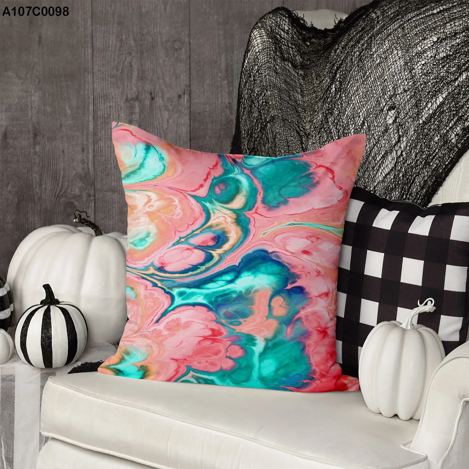 Blue and pink colors combination pillow case
