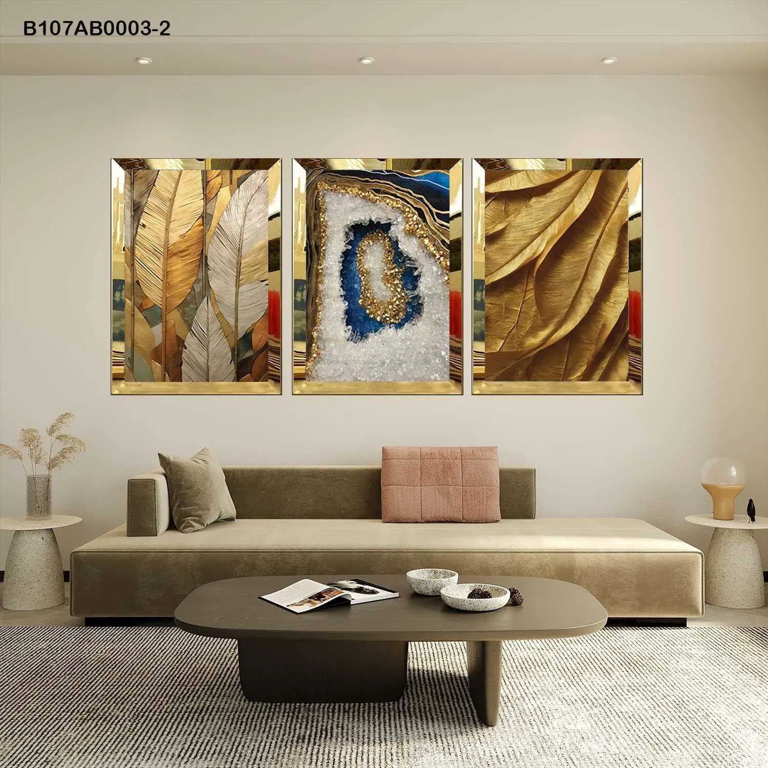 لوحات جدارية ثلاث قطع مع إطار بلكسي عاكس