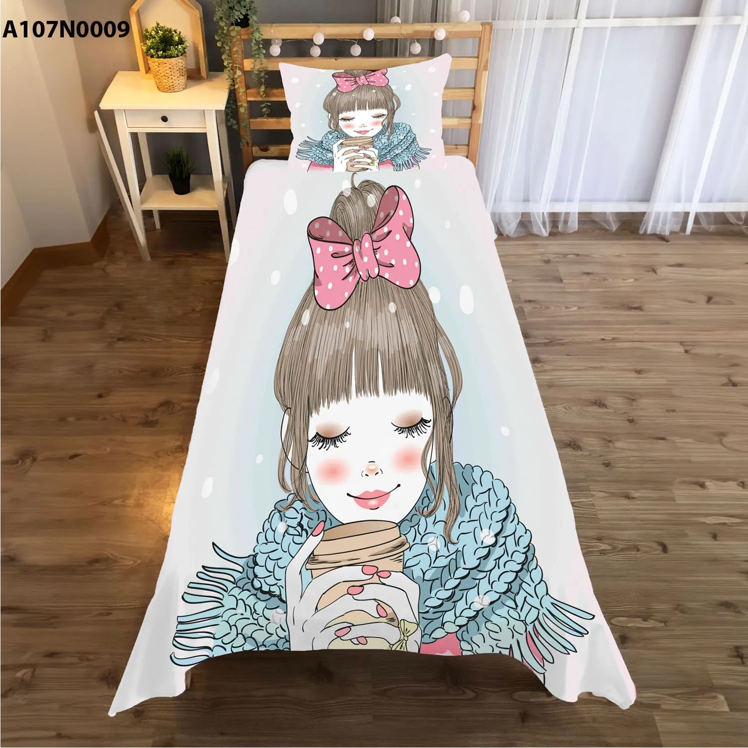 وجه سرير مع وجه مخدة طباعة