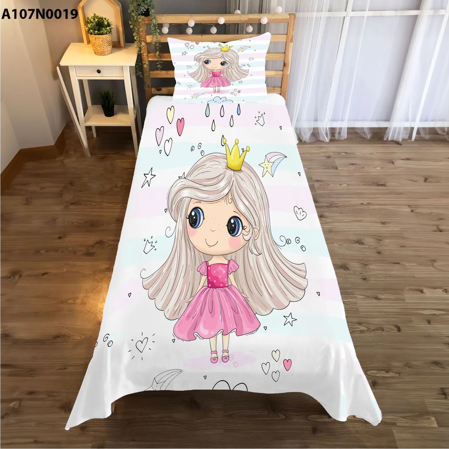 وجه سرير مع وجه مخدة طباعة