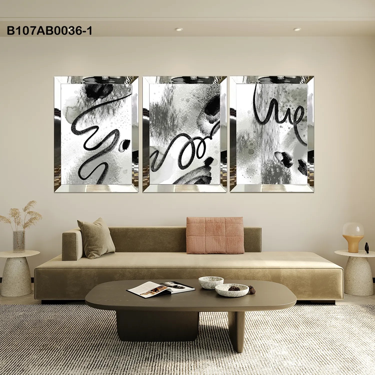 لوحات جدارية ثلاث قطع مع إطار بلكسي عاكس