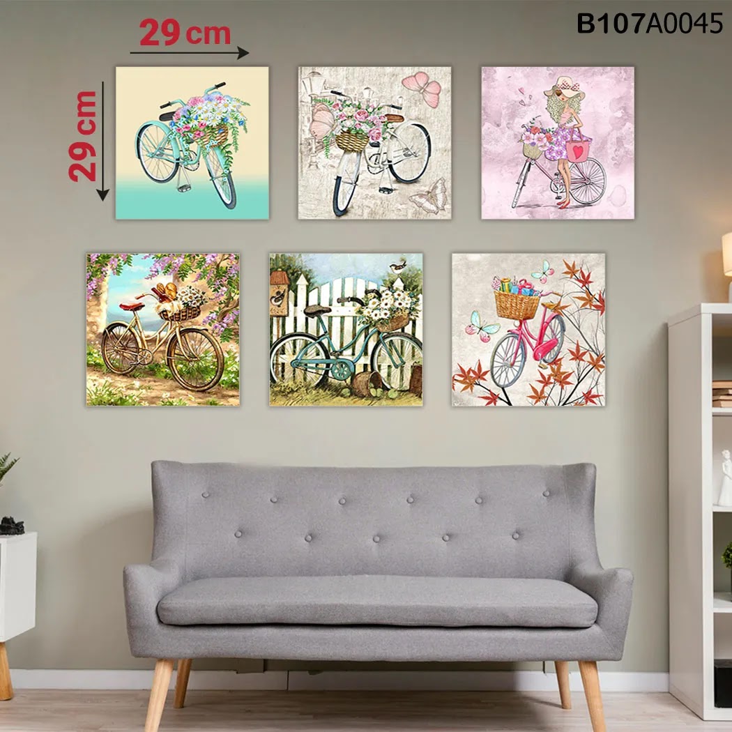 لوحة حائط خشبية مطبوعة – طقم 6 قطع