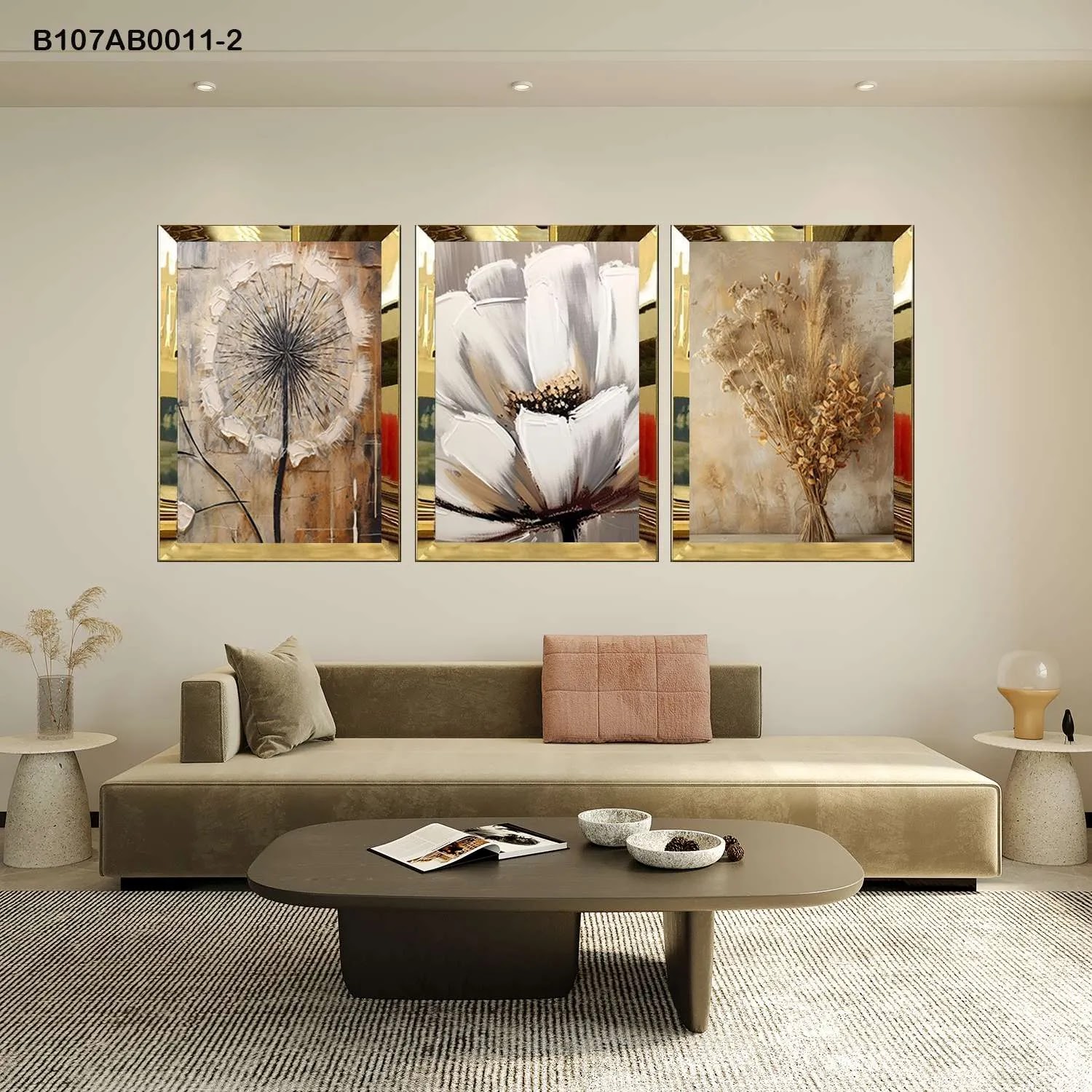 لوحات جدارية ثلاث قطع مع إطار بلكسي عاكس