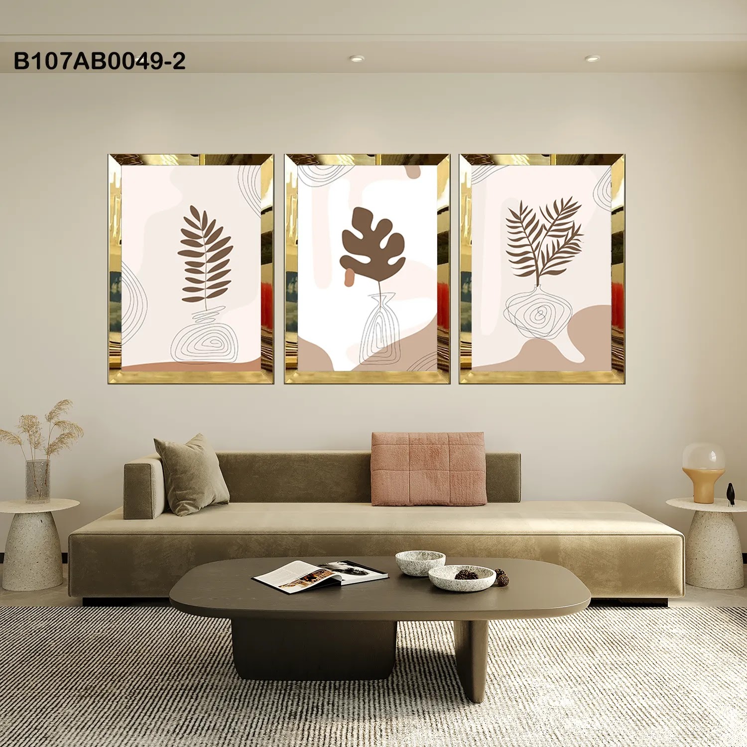 لوحات جدارية ثلاث قطع مع إطار بلكسي عاكس