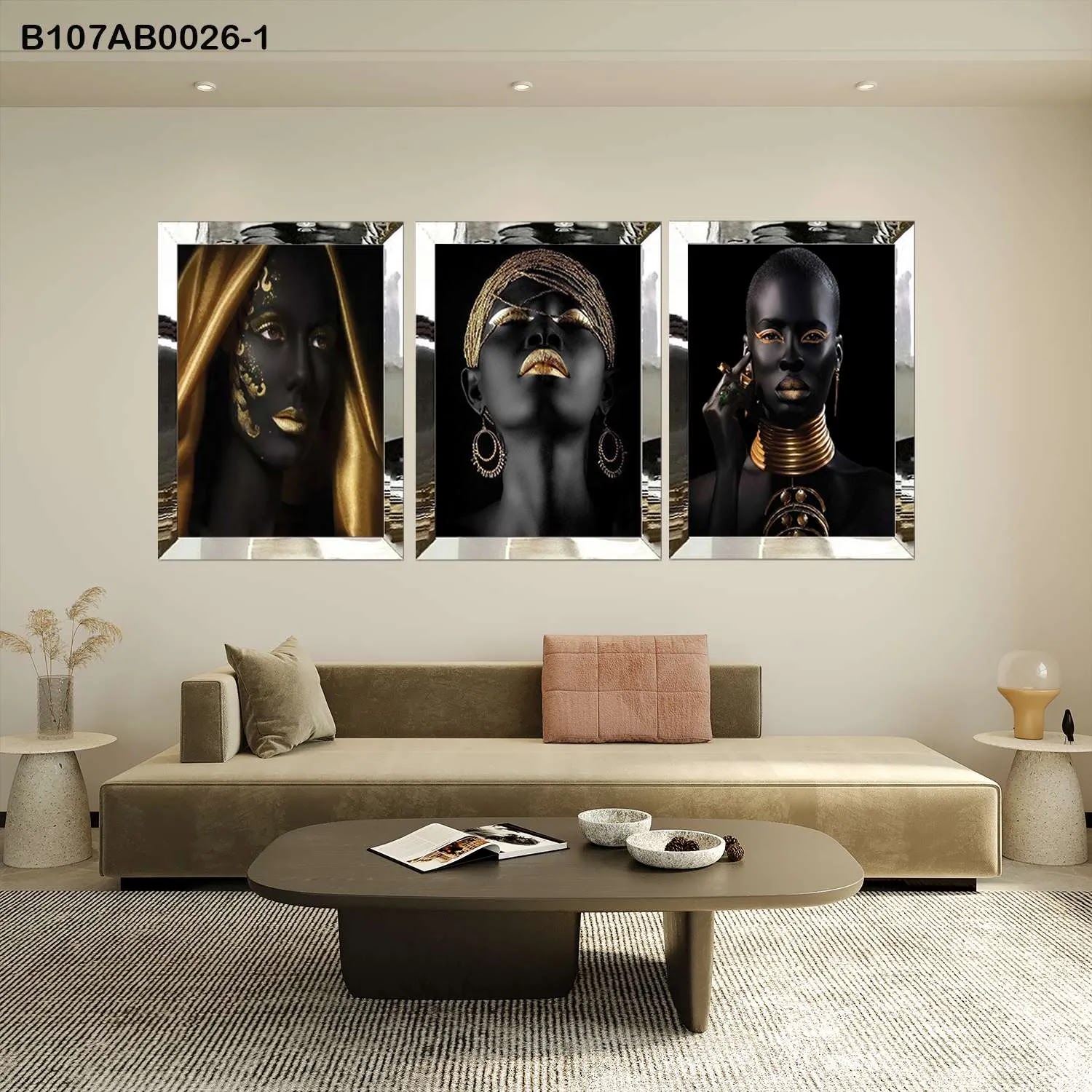 لوحات جدارية ثلاث قطع مع إطار بلكسي عاكس