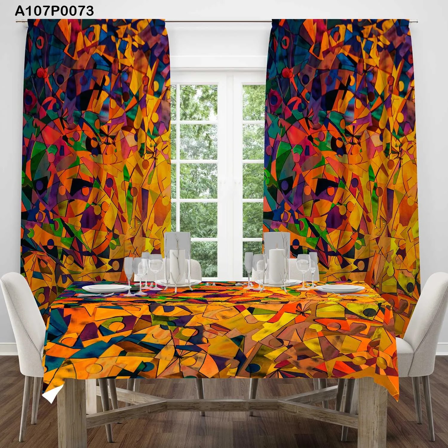 ستائر ووجه طاولة مطبوع