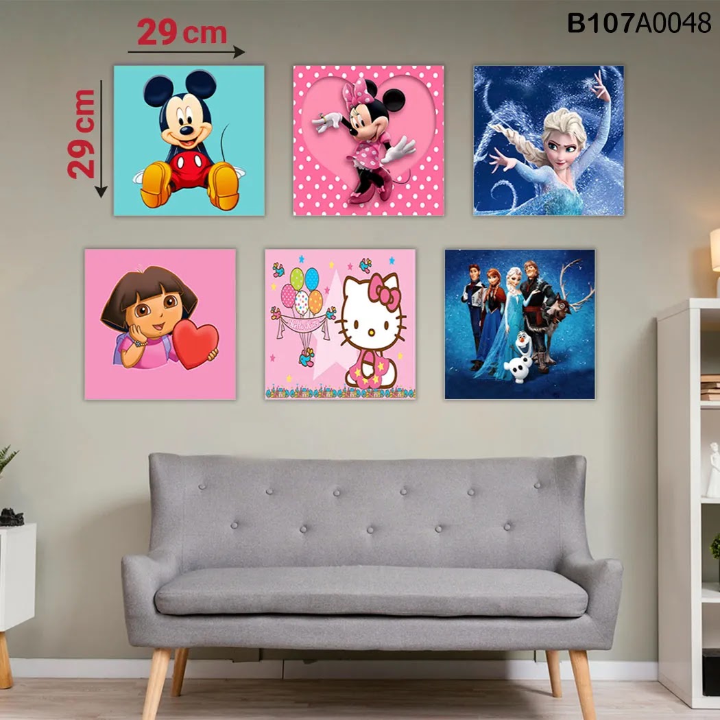 لوحة حائط خشبية مطبوعة – طقم 6 قطع