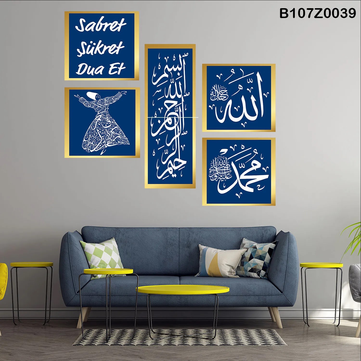 لوحة حائط خشبية تعليق مطبوعة – طقم 6 قطع