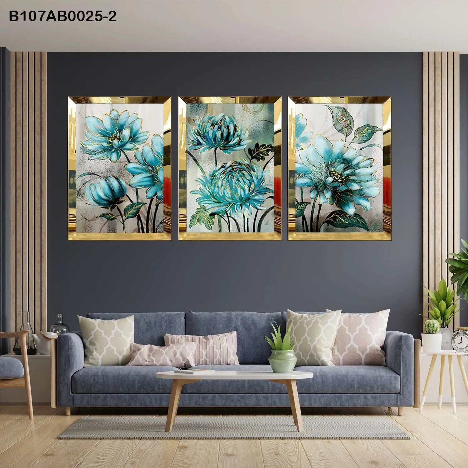 لوحات جدارية ثلاث قطع مع إطار بلكسي عاكس