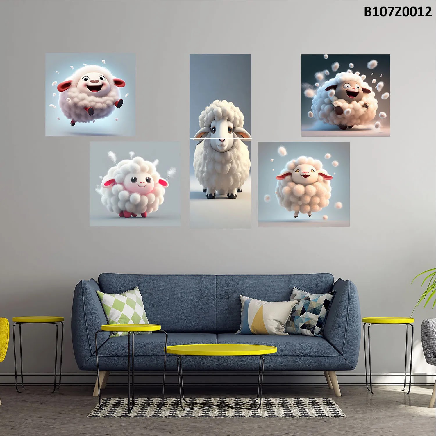 لوحة حائط خشبية تعليق مطبوعة – طقم 6 قطع