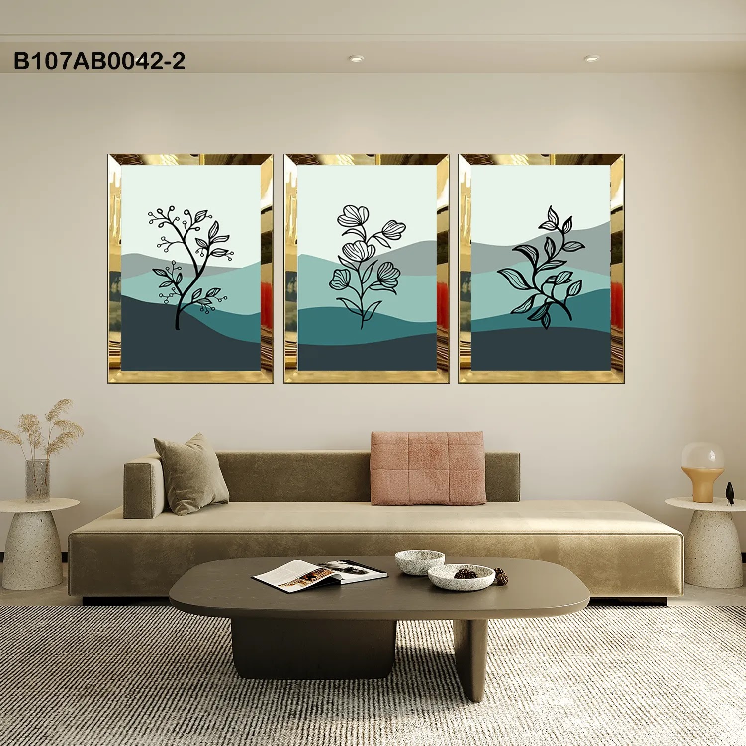 لوحات جدارية ثلاث قطع مع إطار بلكسي عاكس