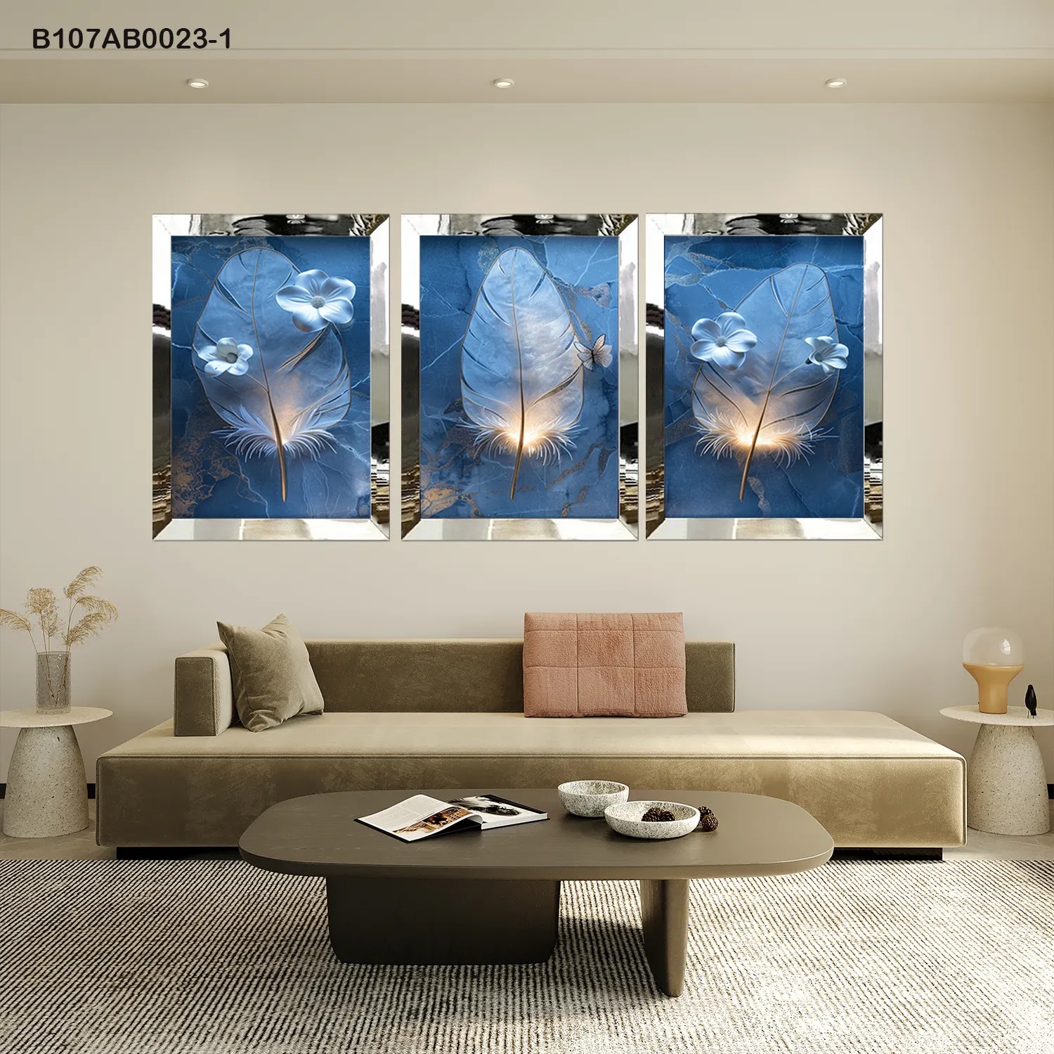 لوحات جدارية ثلاث قطع مع إطار بلكسي عاكس