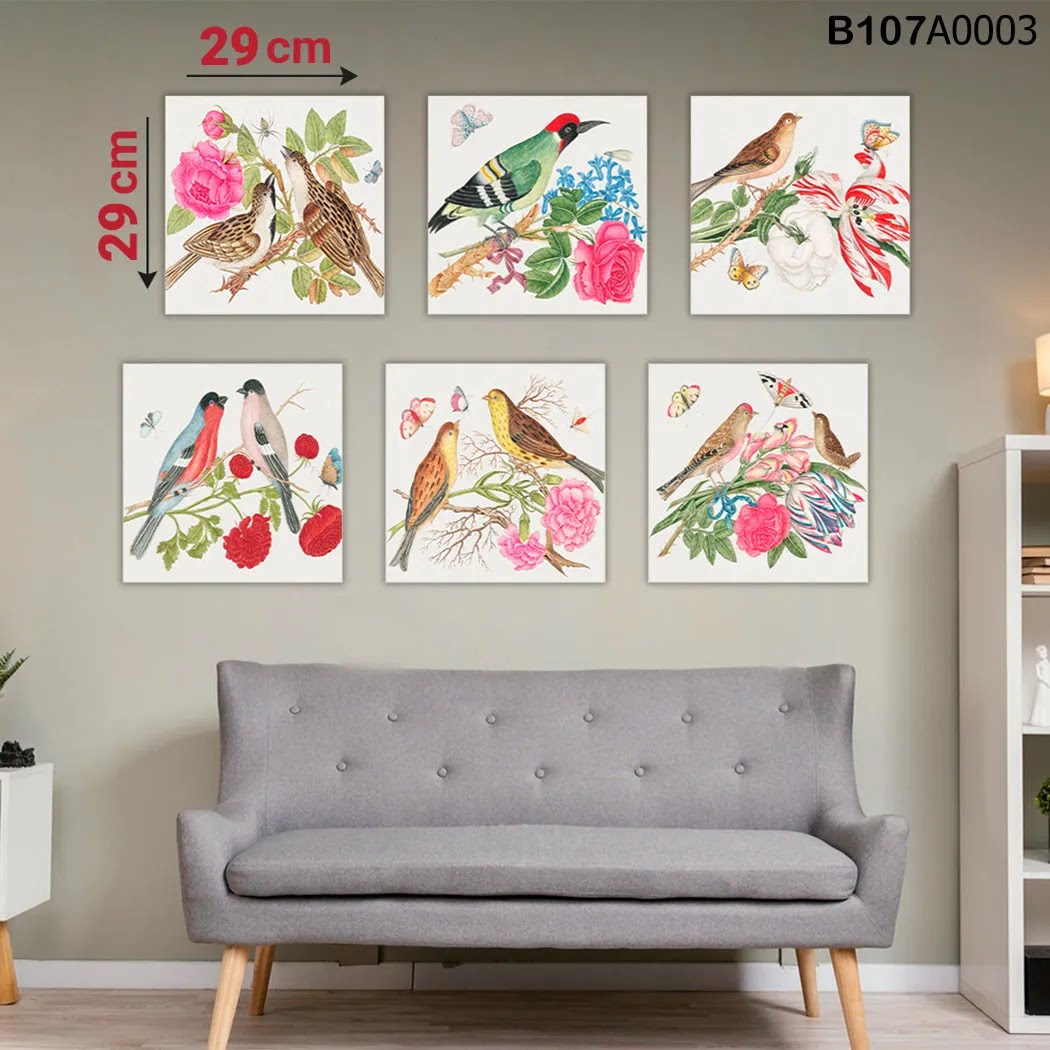 لوحة حائط خشبية مطبوعة – طقم 6 قطع