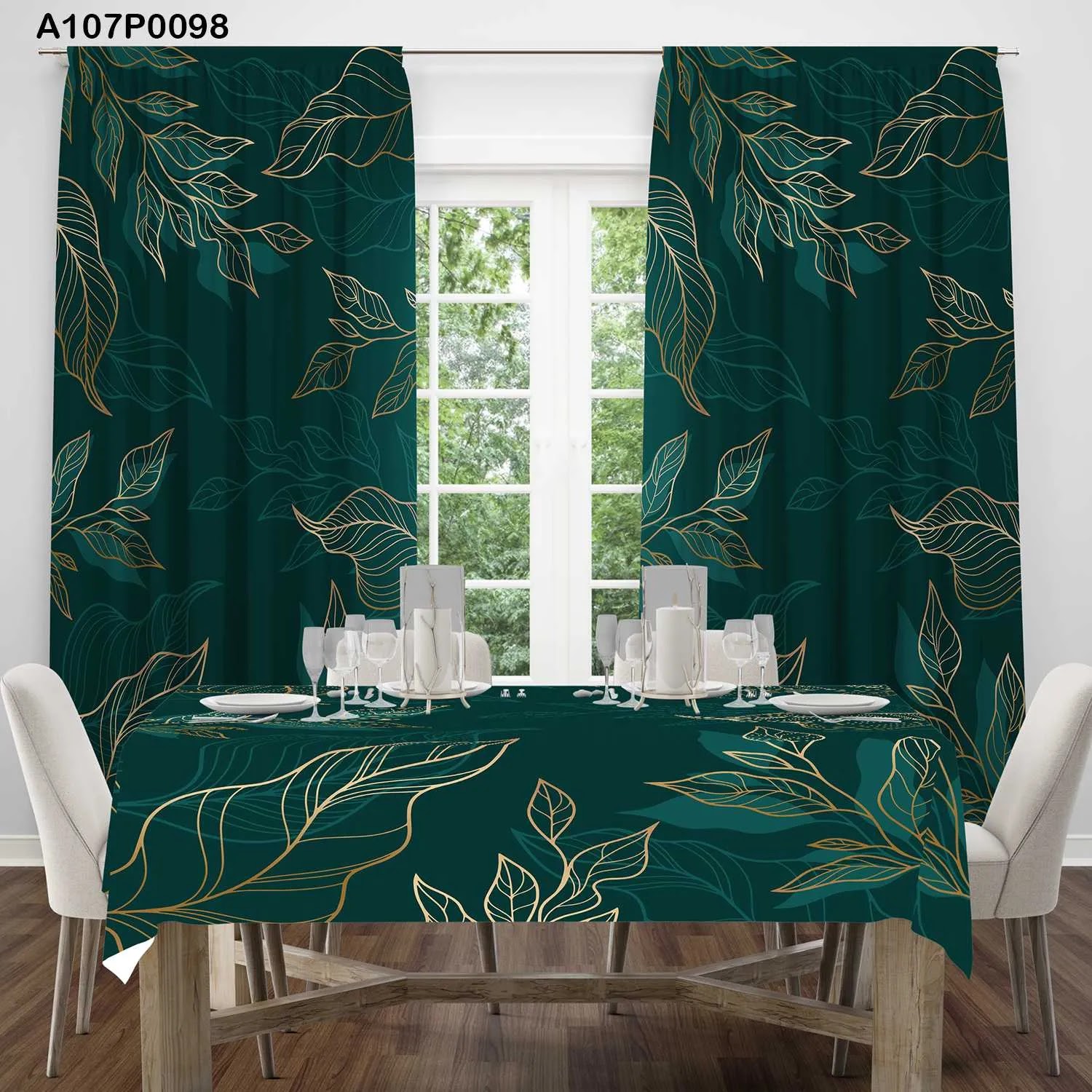 ستائر ووجه طاولة مطبوع