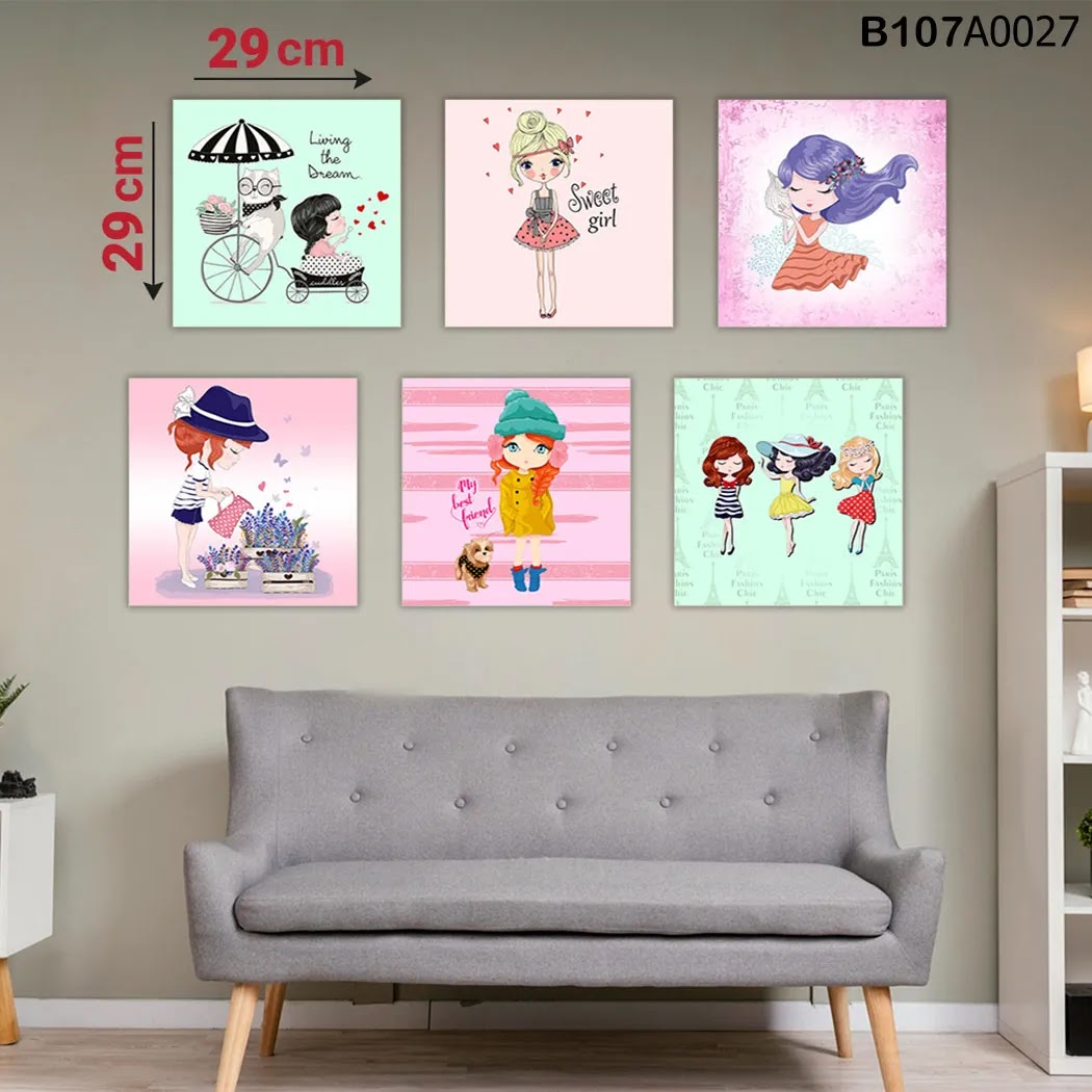 لوحة حائط خشبية مطبوعة – طقم 6 قطع