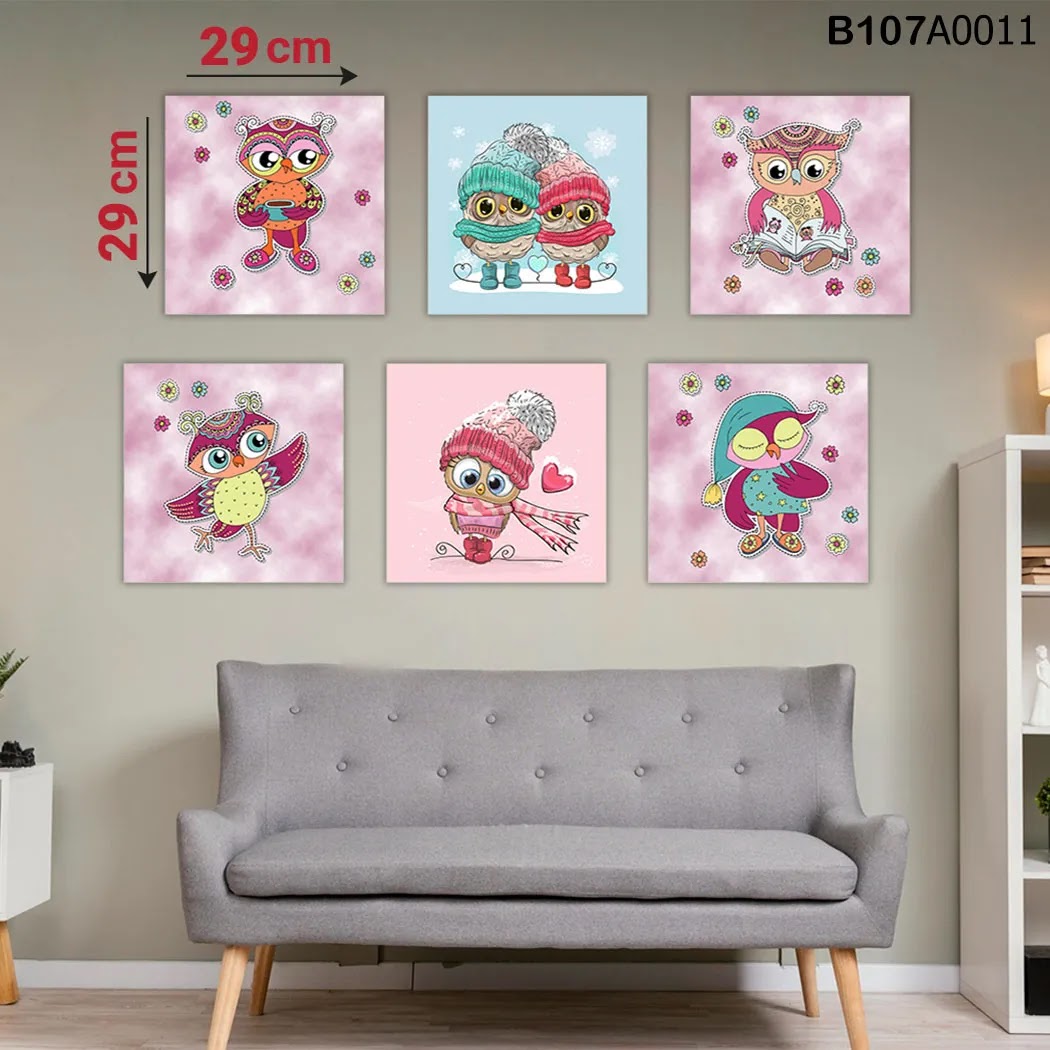 لوحة حائط خشبية مطبوعة – طقم 6 قطع