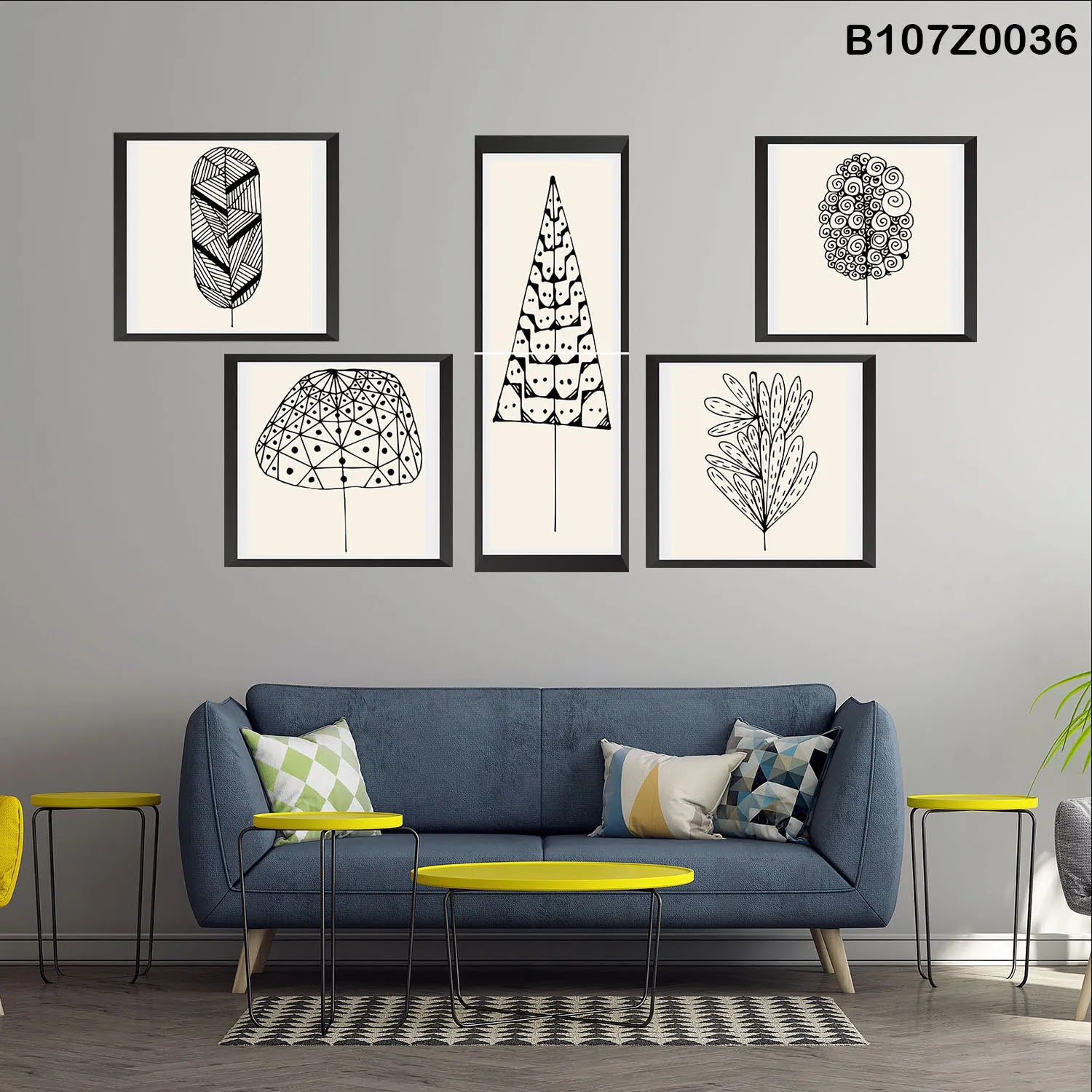 لوحة حائط خشبية تعليق مطبوعة – طقم 6 قطع