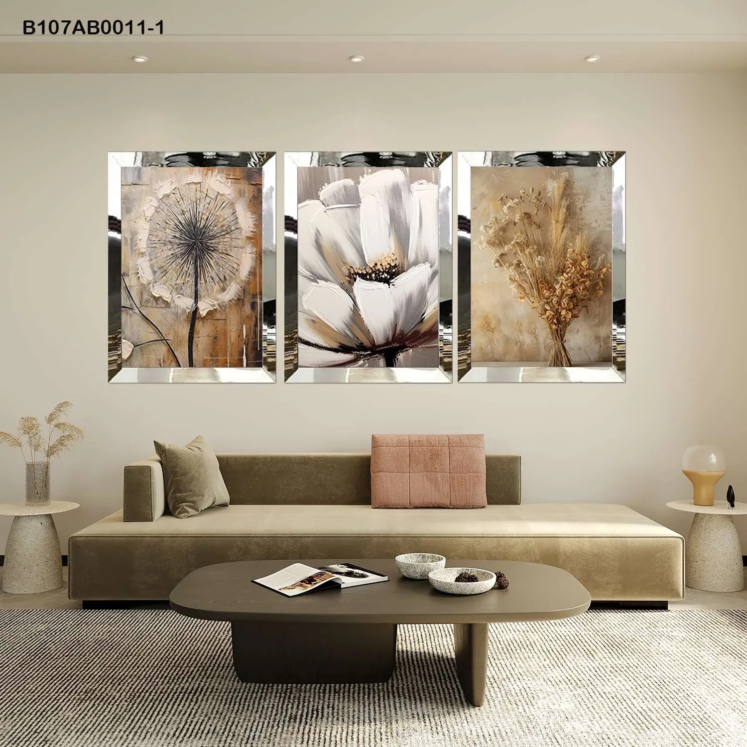 لوحات جدارية ثلاث قطع مع إطار بلكسي عاكس