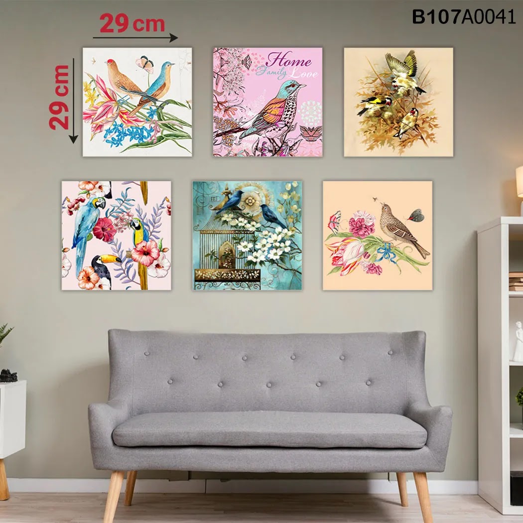 لوحة حائط خشبية مطبوعة – طقم 6 قطع