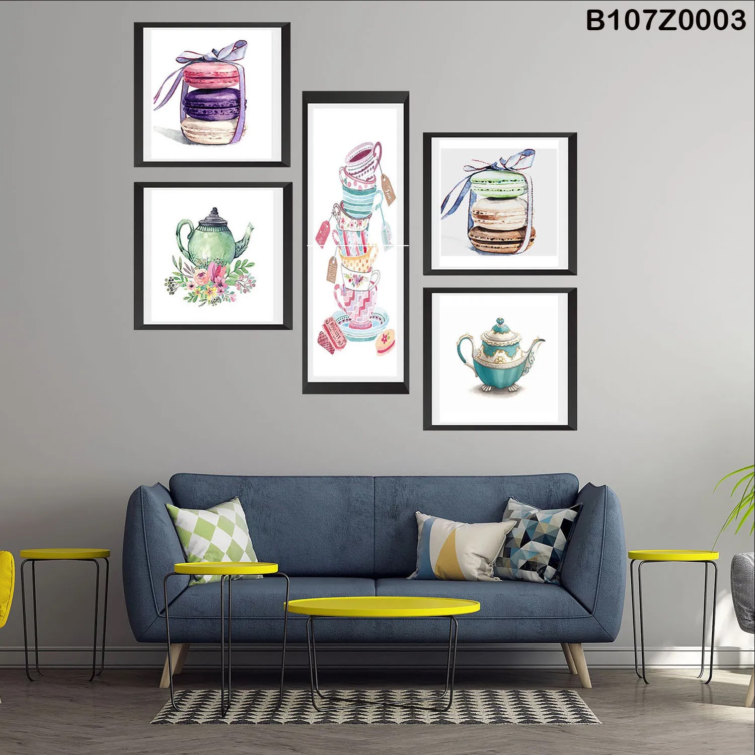 لوحة حائط خشبية تعليق مطبوعة – طقم 6 قطع