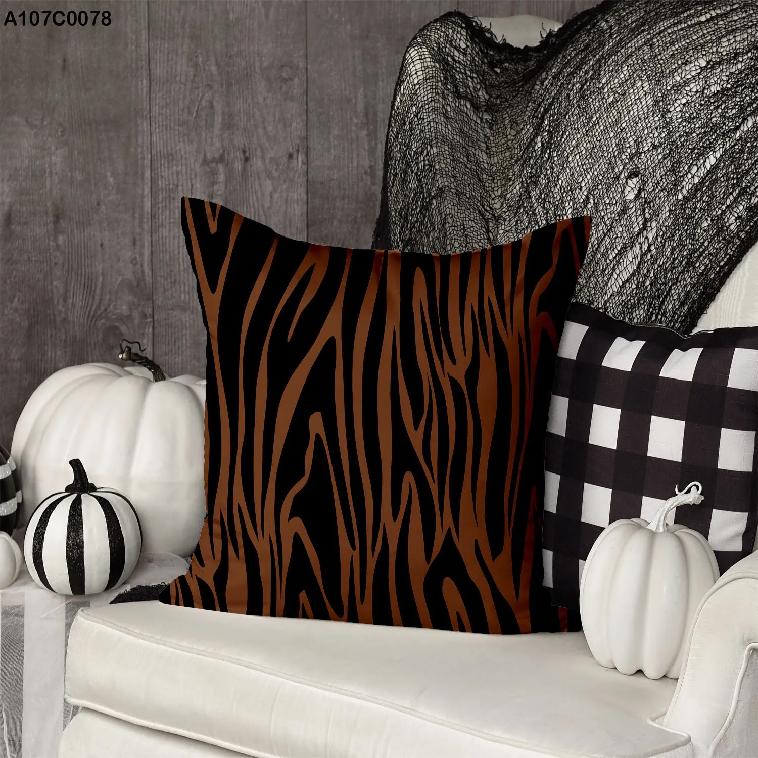Black and brown striped pillow case