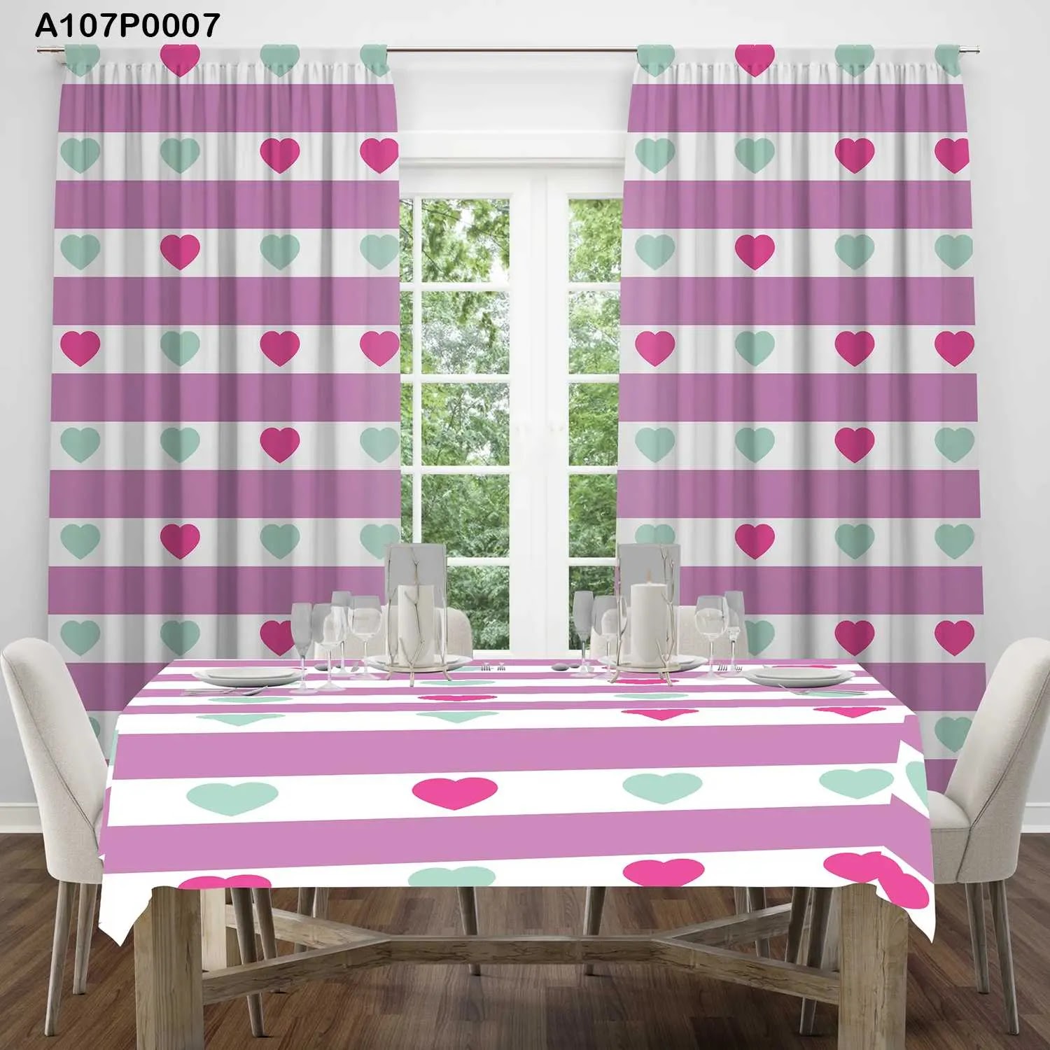 ستائر ووجه طاولة مطبوع