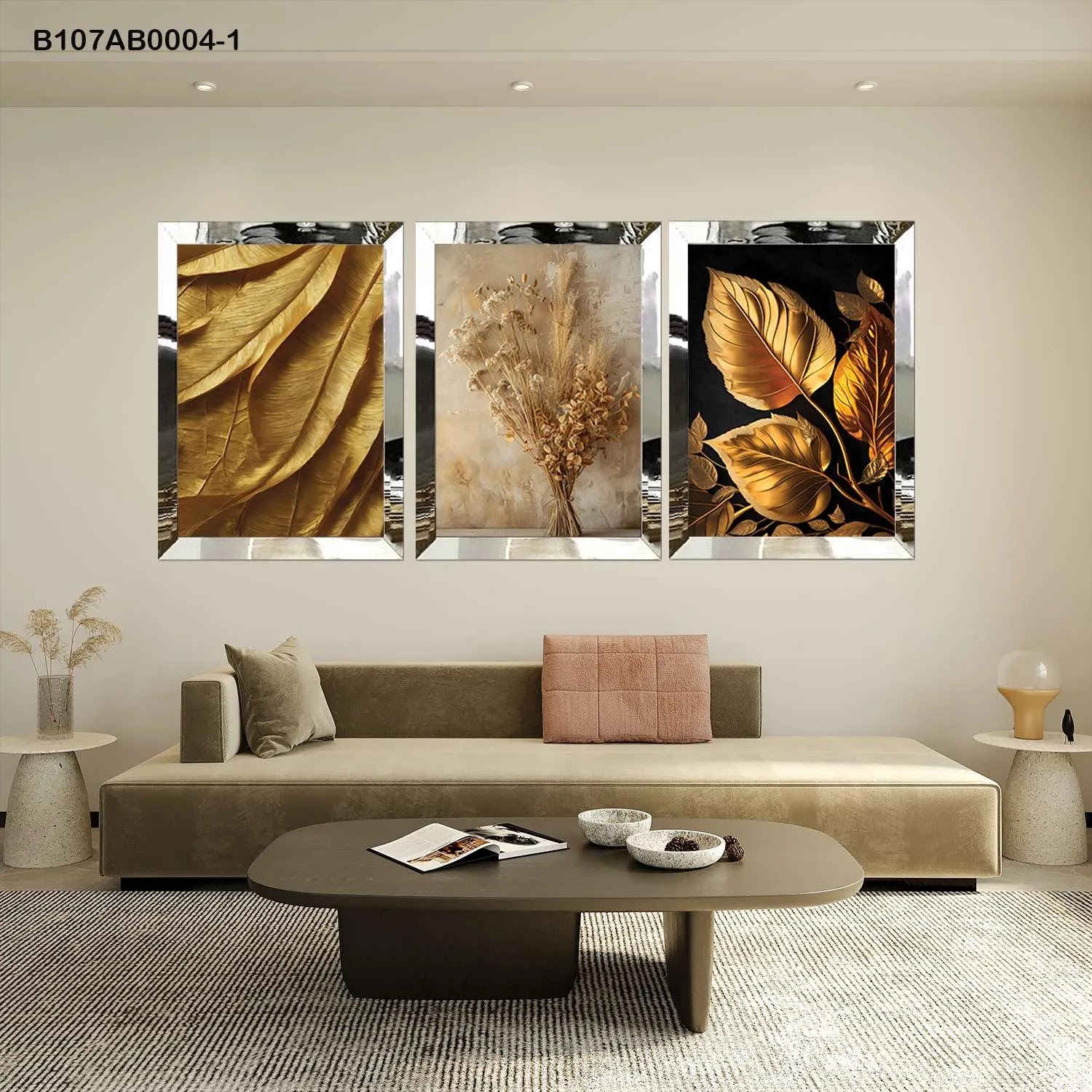 لوحات جدارية ثلاث قطع مع إطار بلكسي عاكس