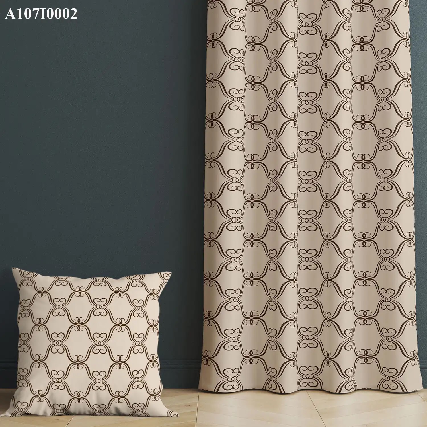 ستائر ووجه مخدة مطبوع