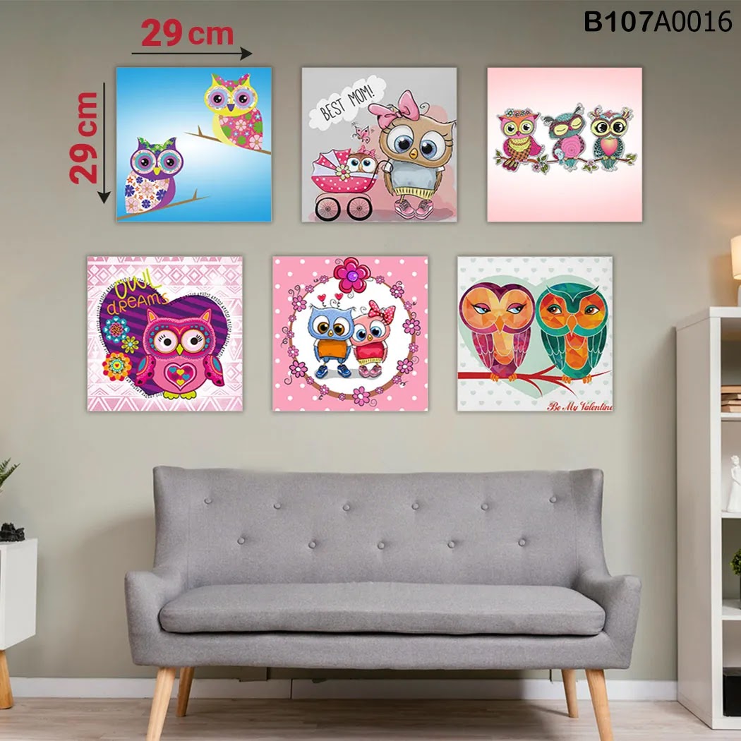 لوحة حائط خشبية مطبوعة – طقم 6 قطع