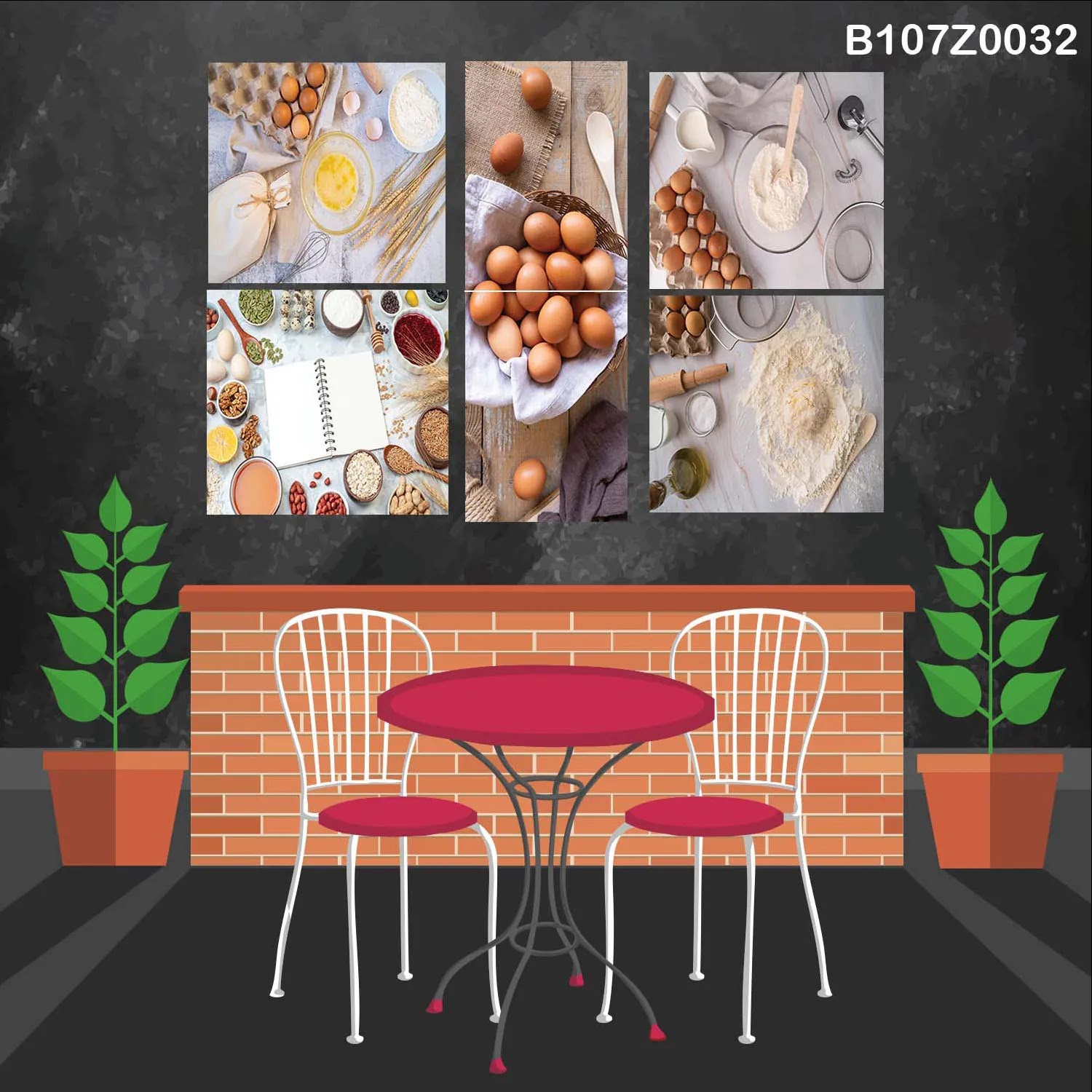 لوحة حائط خشبية تعليق مطبوعة – طقم 6 قطع