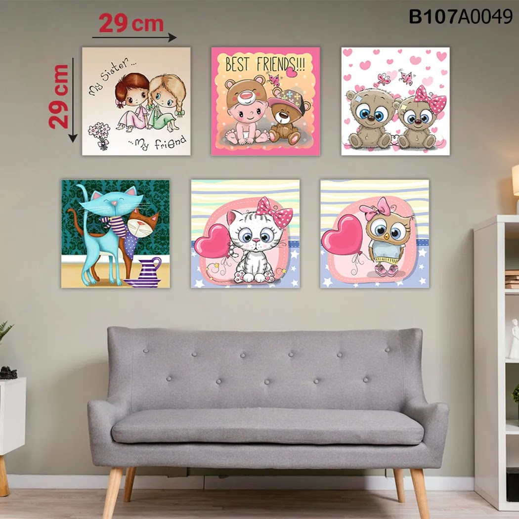 لوحة حائط خشبية مطبوعة – طقم 6 قطع