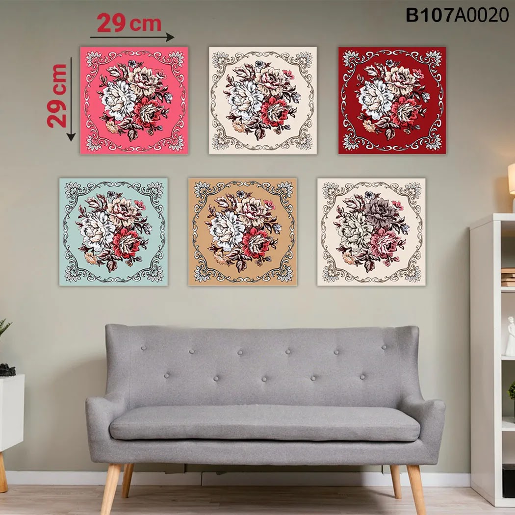 لوحة حائط خشبية مطبوعة – طقم 6 قطع