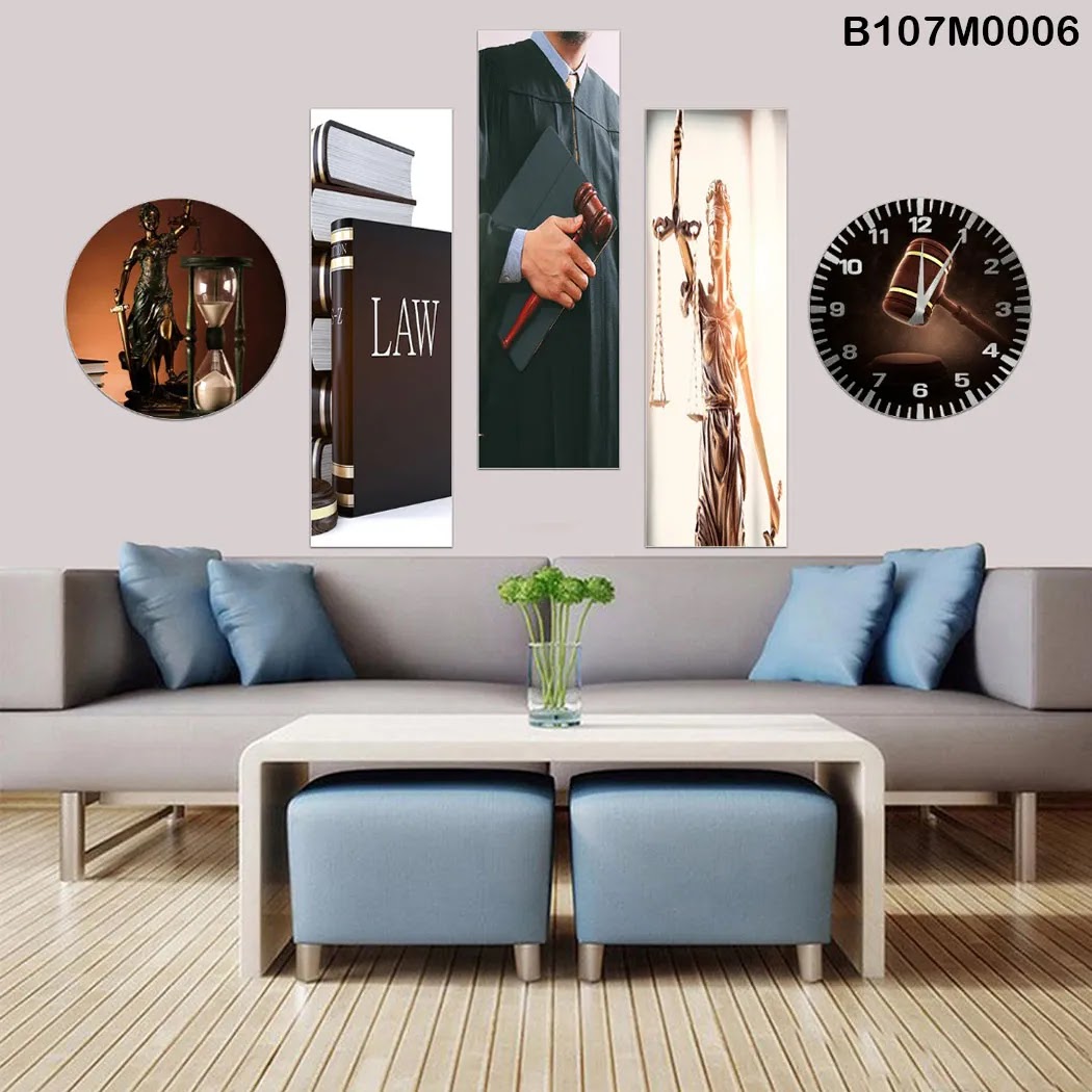 Triptych, clock and a circle for law firms or offices