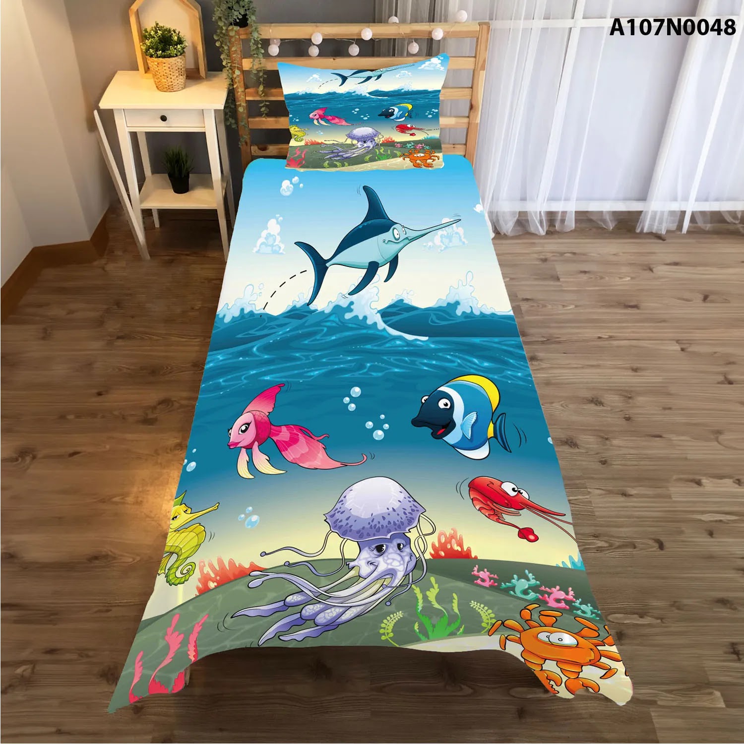 وجه سرير مع وجه مخدة طباعة