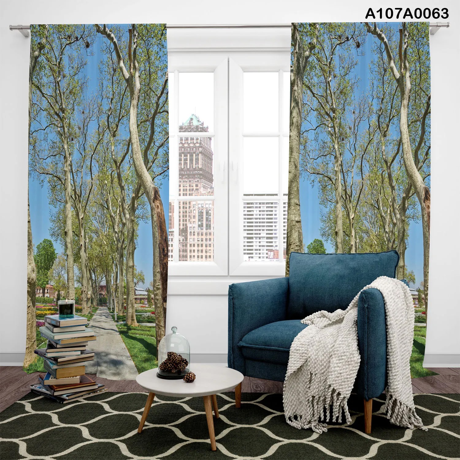 Curtains with natural view for trees and garden
